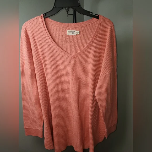 Terra & Sky Coral Waffle Knit Top - Picture 1 of 3